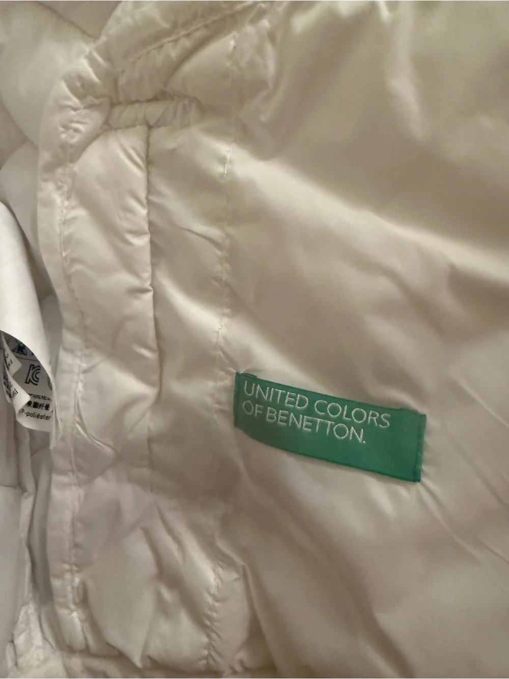 United Colors Of Benetton Pink, White & Light Gray Hooded Puffer Jacket